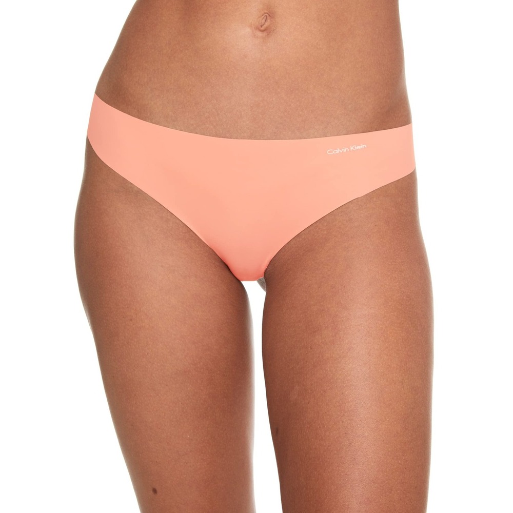 Calvin Klein Thong Womens XL Peach Fruit Center Invisibles Seamless D3428